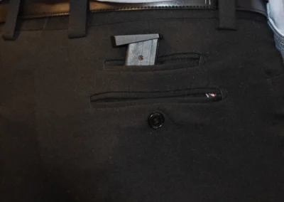 Magazine clip in rear pocket