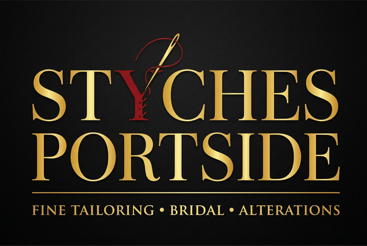 Styches_luxury tailoring studio logo for “Styches Portside”, elegant serif typography, black 101778